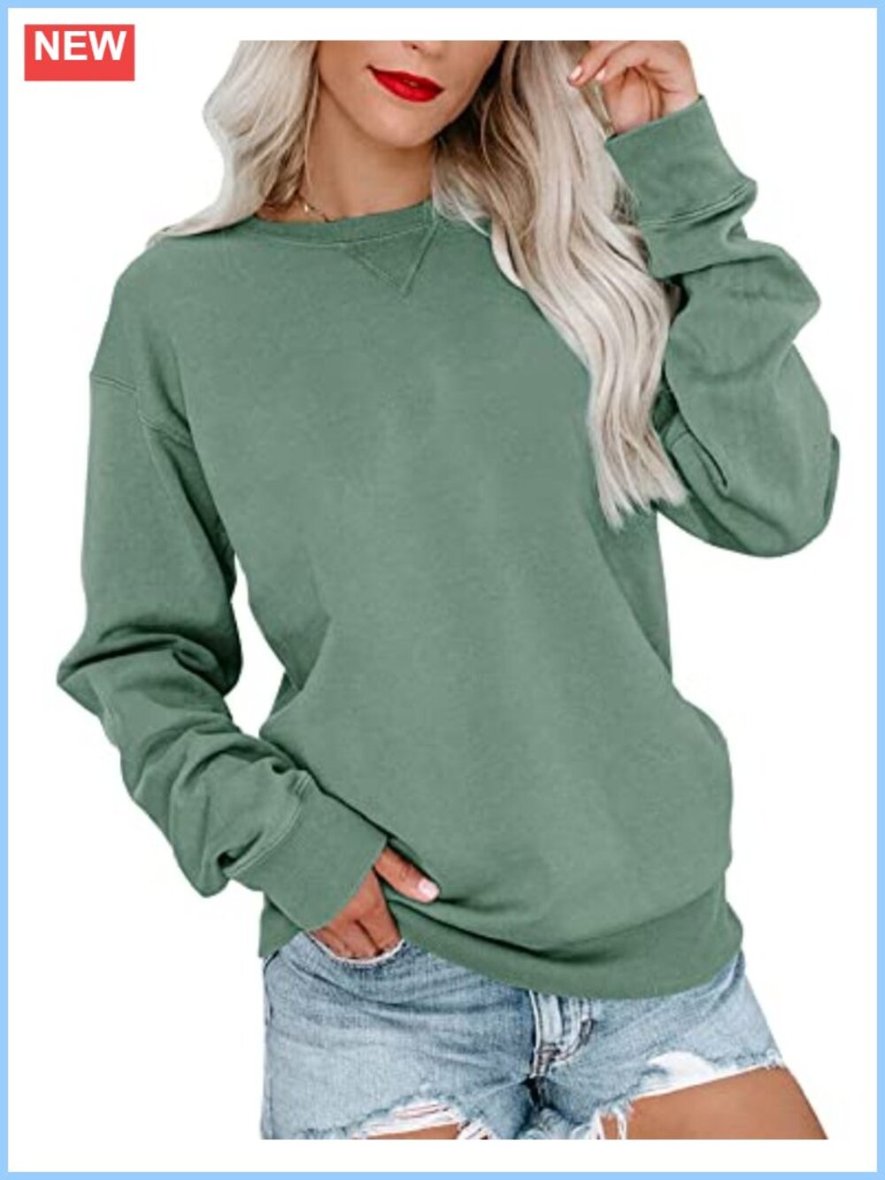 Womens Casual Crew Neck Long Sleeve Sweatshirt Pullover Relaxed Fit Top